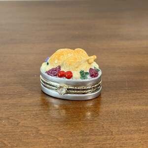 Cooking Club of America Thanksgiving Turkey Dinner Miniature Trinket Box Hinged